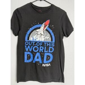 NASA  Black T Shirt Neon Riot Short Sleeve Mens‎ Size S